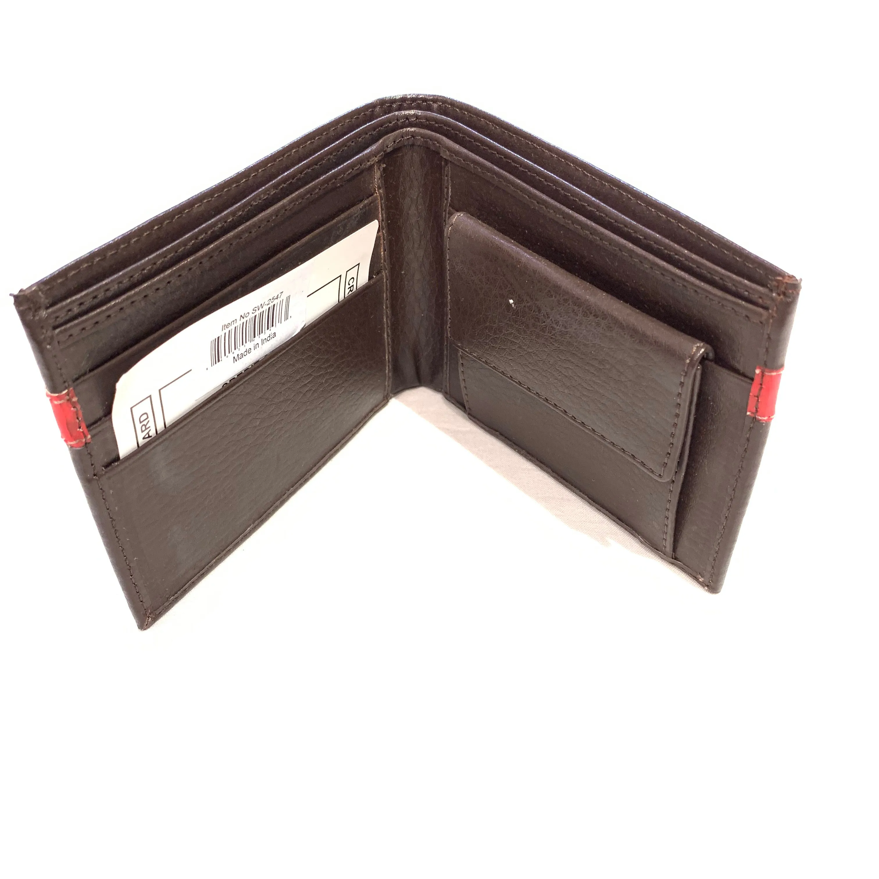 Ace Red Stripe Leather Bi-fold Wallet